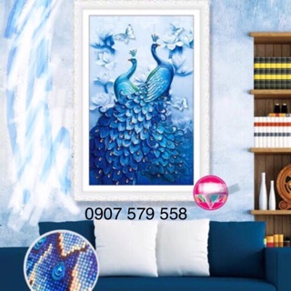 Tranh đính đá phu thê viên mãn kt 65x100 cm