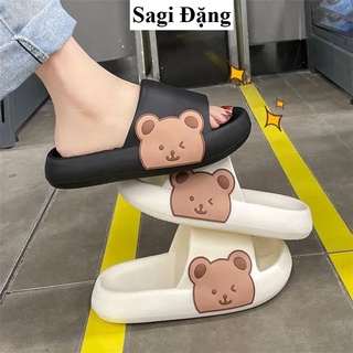 Dép quai ngang nữ thời trang hình gấu SƯỜN, dép bánh mì nữ đi trong nhà đế nhẹ êm chống trơn trượt