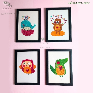 Khung tranh hoạt hình dễ thương, bộ 4 khung và ảnh i hình cỡ 21x30cm, ảnh thật.