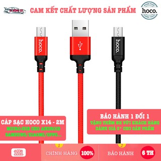 Cáp Sạc Micro-USB Hoco X14 2 Mét, SIÊU BỀN Cho Android, Samsung, Xiaomi, Oppo,... [CHÍNH HÃNG]