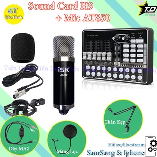 [Mã ELHACE giảm 4% đơn 300K] Mic thu âm Sound card H9 có Bluetooth đi mic ISK AT850 chân màng dây livestream MA2