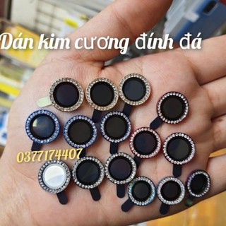 Bộ 3 mắt dán bảo vệ camera kim cương iphone 14, 13 12 Mini, 12, 12 Pro Max, 11 đính đá hạt siêu đẹp titan 7 màu cầu vồng