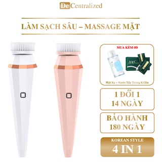Máy Rửa Mặt Tẩy Trang Làm Sạch Sâu Loại Bỏ Cặn Dầu Bụi Bẩn 4 In 1, Máy Massage Mặt Cầm Tay Bộ Chăm Sóc Da Mặt Tẩy Tế Bào