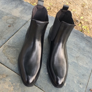 chelsea boots cổ cao đen trơn bóng phong cách trẻ trung lịch lãm phom âu đẹp phom boot cổ cao ôm chân