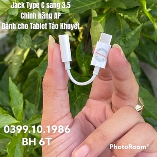 Jack chuyển type C sang 3.5 chính hãng cho tablet táo Pro,Air4,M1,Mni 6 có mic, dùng với tai nghe 3.5