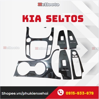 Ốp Nội Thất Xe Kia Seltos 2020 2021 2022 Mẫu Titan / Carbon - Bộ 6 Chi tiết Chất liệu hợp kim cao cấp