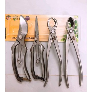 bộ 4 cạp kéo thép trắng nguyên khối