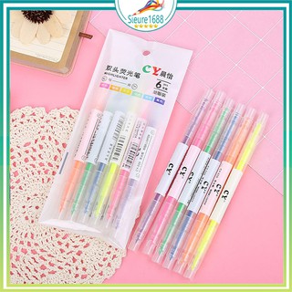 Bút Đánh Dấu Hai Đầu Hàn Quốc 6 Màu Sắc