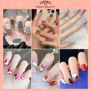 Bộ Móng Tay Giả Set 24 Cái Hợp Thời Trang, Mẫu Nail Pinky Beauty Đẹp, Đơn Giản Dễ Phối Màu Diện Đi Chơi, Lễ, Tết Kèm Keo