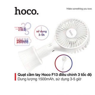 Quạt mini cầm tay Hoco F13 dung lượng pin 1500mAh thời gian sử dụng 3-5 giờ tích hợp dây cáp và giá đỡ
