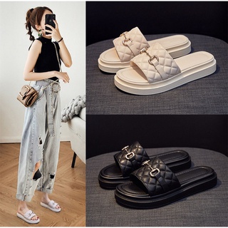Dép Nữ Sandal quai ngang dây xích chữ D - đế bánh mỳ - New trend 2022-1000019