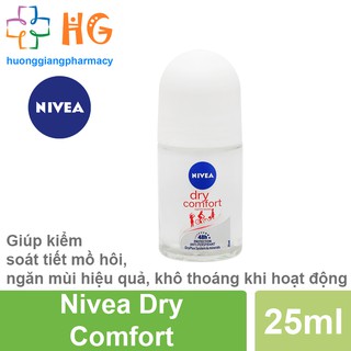 Lăn khử mùi Nivea Dry Comfort Lăn nách nữ Khử mùi hôi nách Lăn nách nivea Chai lăn khử mùi lăn nách nivia Lọ 25m