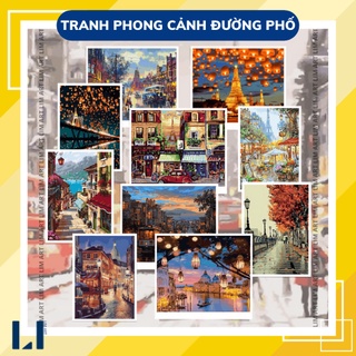 Tranh sơn dầu số hoá có khung LIM Art - Tranh tô màu theo số phong cảnh