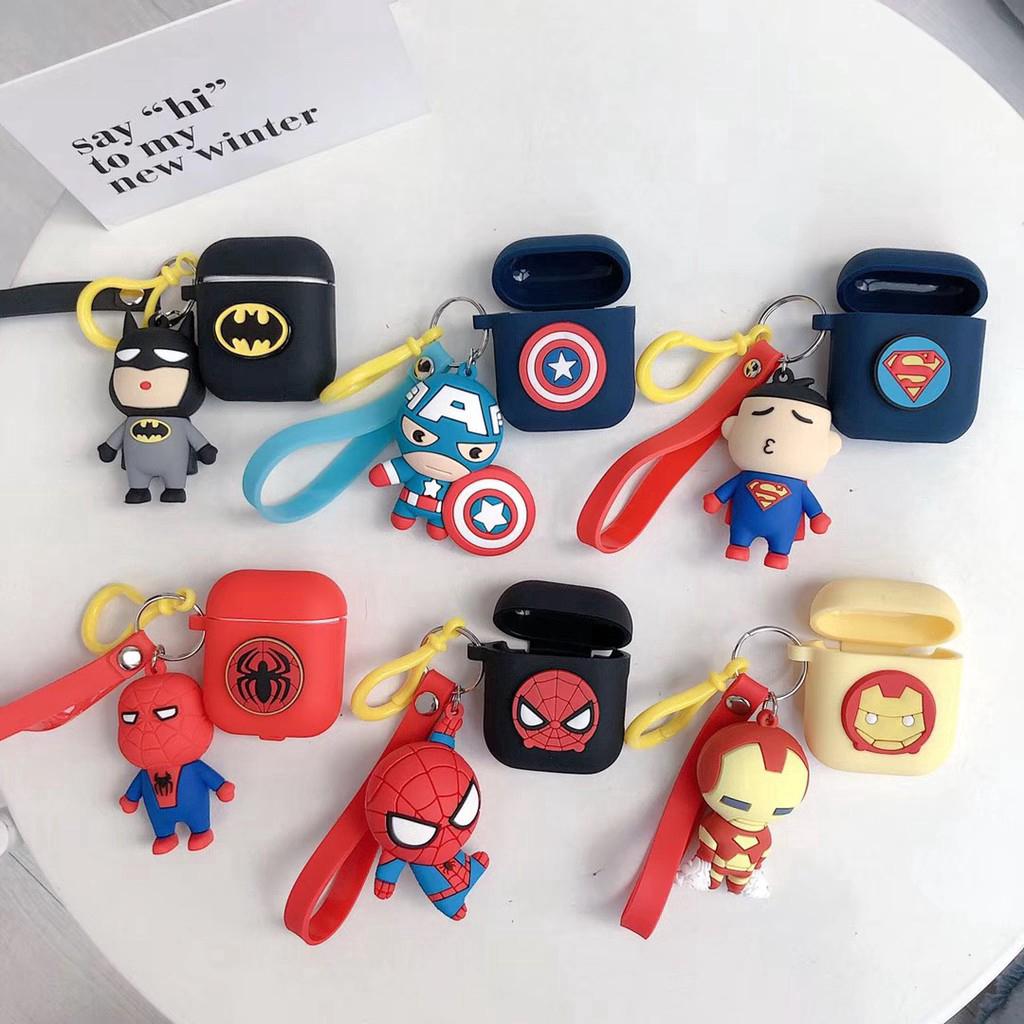 Vỏ silicon phối hình Iron Man / Captain America bảo vệ for for Apple Airpods