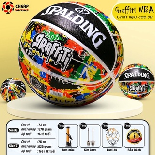 Quả Bóng Rổ Cao Su Size Số 7 Chính Hãng SPALDING, Banh Bóng Rổ GRAFFITI NBA Trẻ Em Người Lớn Thi Đấu Sân Outdoor