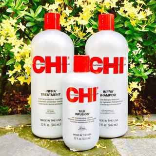 Bộ sản phẩm phục hồi tóc khô và hư tổn CHI Infra tại nhà 946mlx2 + 355ml