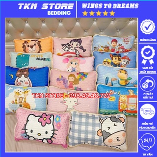 Gối cao su non điều hoà cao cấp kích thước 30x50 ,gối cao su cho bé 3 - 10 tuổi ruột bông trắng kháng khuẩn