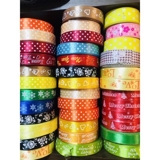 Ruy băng chữ / họa tiết cực đẹp 1cm - voan 3 cm (chấm bi, trái tim, chữ...) - VPP Brendo