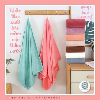 Khăn tắm bông mềm mịn xuất hàn khổ to size 70x140cm