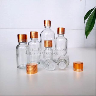 COMBO 50 chai tinh dầu trong suốt 50ml, 10 chai 100ml và 20 chai tinh dầu trong suốt 10 ml, nhỏ giọt, nắp vàng