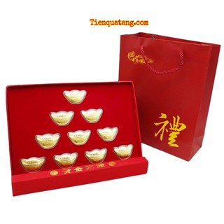 Hộp Quà Tết 10 Thỏi Vàng Phong Thủy - Quà Tặng Tân Sửu 2021