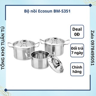 Bộ nồi Ecosun BM-S351 3 size tiện lợi, inox sáng bóng sang trọng hàng chính hãng cao cấp.