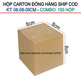 100 Hộp 8x8x8 cm, Hộp Carton 3 lớp đóng hàng chuẩn Ship COD (Green &amp; Blue Box, Thùng giấy - Hộp giấy giá rẻ)