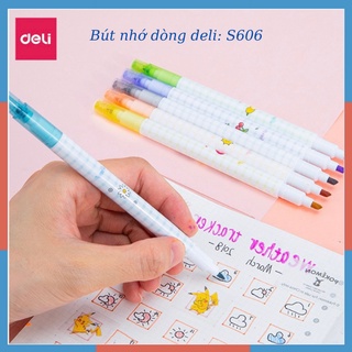 Bút nhớ dòng 2 đầu Deli - 6 màu/hộp - Nét trơn mượt, màu tươi sáng - S606