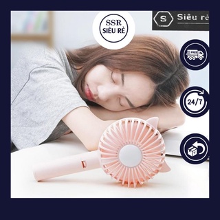 Quạt mini cầm tay tiện dụng handy fan 3 tốc độ gió tai mèo cao cấp N10 Có Đèn Led  pin 1200mah (PD7189)