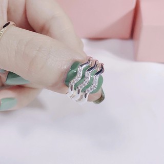 Nhẫn nữ bạc ta dạng sóng , sáng bóng lấp lánh - Vàng Bạc Khải Khải