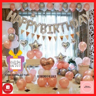 Bóng bay trang trí sinh nhật bé gái ♥️ TẶNG BÓNG TUỔI♥️ Set bong bóng trang trí sinh nhật cho người lớn, bé gái s44