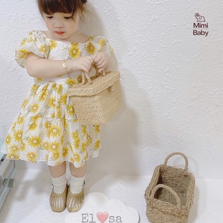 Váy cho bé gái - Đầm xòe 2 tầng hoa hướng dương Xinh Xắn Cho Bé 1-5 Tuổi