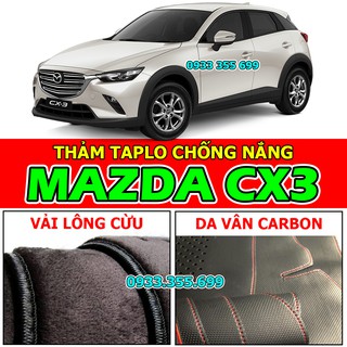 Thảm Taplo MAZDA CX3 bằng Nhung lông Cừu, Da vân Carbon, Da vân Gỗ 2021 2022