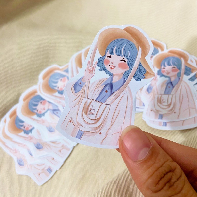 Sticker Cô gái đội nón