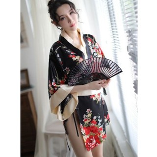 Sét Áo Choàng Ngủ Kimono Hoa  Phong Cách Nhật 5060 Siêu Quyến Rũ ( Sét gồm 01 Áo choàng +01 Đai thắt + 01 Chip xinh )