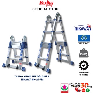Thang nhôm rút đôi chữ A xếp gọn Nikawa 3,8m đến 5,6m nhập khẩu Nhật Bản, bảo hành 18 tháng giao hỏa tốc HN MAXBUY