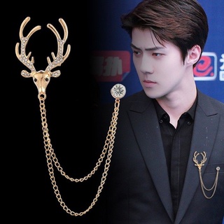 Ghim cài áo Vest Nam Lapel Pin thời trang hình tuần lộc đính hạt đá GH-328 {Phụ kiện Vest Nam - AdamZone}