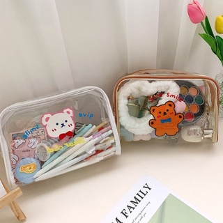 Túi nhựa trong suốt tiện lợi đựng bút, mỹ phẩm, du lịch hoạt hình dễ thương cute