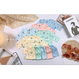 Bộ Quần Áo Dài AVA Vải Thun Lạnh Khuy Lệch Cho Bé 3-9Kg