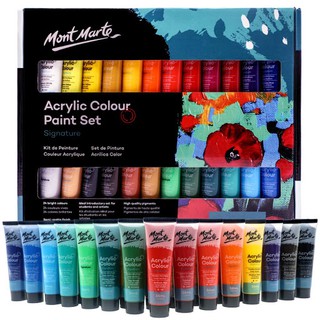 Bộ acrylic tuýp 18 24 36 48 Màu Acrylic Paint Signature Mont Marte x 36ml