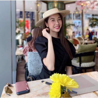 Nón cói đi biển gaucho đầu bẹt dây buộc trắng siêu hot