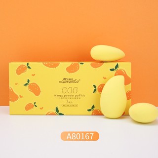 Hộp 3 Bông Mút Trang Điểm Hình Quả Xoài Lameila Cao Cấp