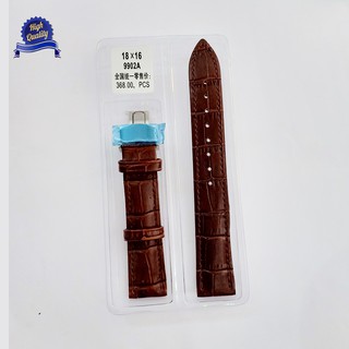 Dây da đồng hồ khóa bướm gập cao cấp, size 18mm MÀU NÂU