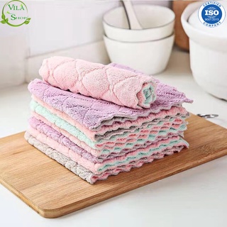 Khăn Lau Bếp, Khăn Lau Đa Năng 2 Mặt Siêu Thấm Hút, Chất Liệu Khăn Mềm Mịn Làm Sạch Hiệu Quả Kích Thước 29cm x 29 cm