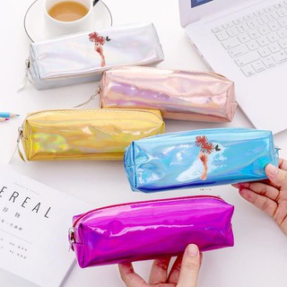 Hộp bút hologram Nhũ in hình Hoa bỉ ngạn cổ trang bóp viết đồ dùng học tập