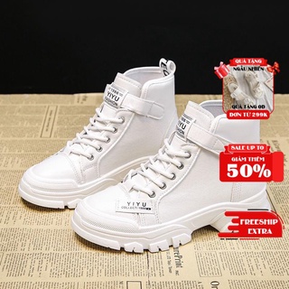Giày Thể Thao Nữ MWC Dáng Sneaker Chất Da Trơn Cổ Cao Quai Dán NUTT- 0601