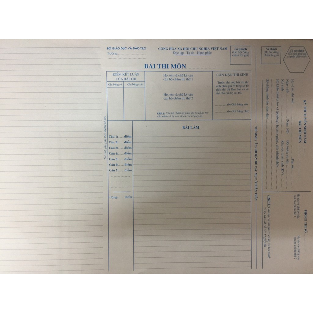 Giấy thi Khổ A3 (100 tờ)