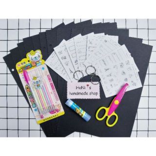 Combo full nguyên liệu scrapbook màu đen, kraft