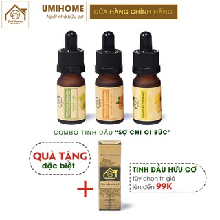 Combo 3 loại Tinh Dầu UMIHOME gồm Cam Ngọt, Chanh, Bưởi (10mlx3) hữu cơ nguyên chất