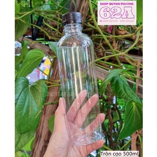 Chai 500ml Tròn Cao kèm nắp đen